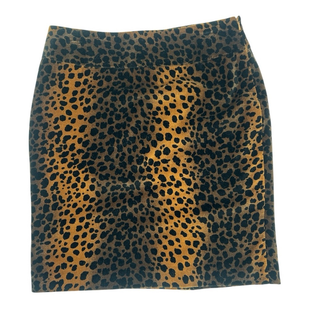 Rafaella Velvet Leopard Black & brown/Gold Pencil Cheetah Print Skirt SZ 10
